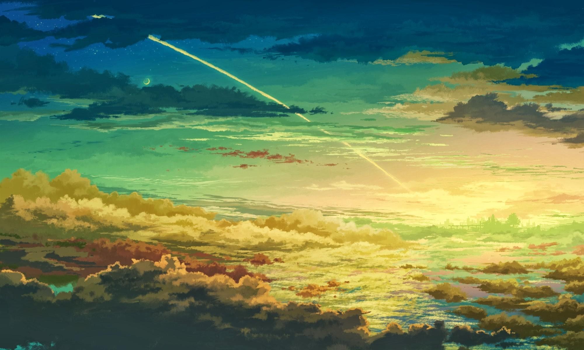 #artwork, #anime, #clouds, #digital art, #colorful, #sky, wallpaper. Mocah HD Wallpaper