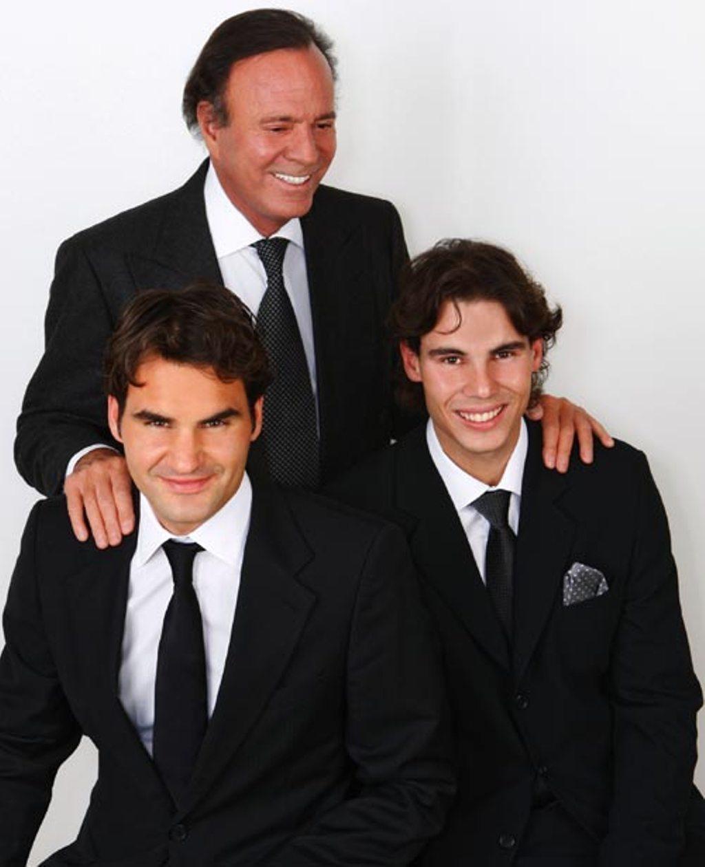 Julio Iglesias in Madrid with Rafa Nadal and Roger Federer