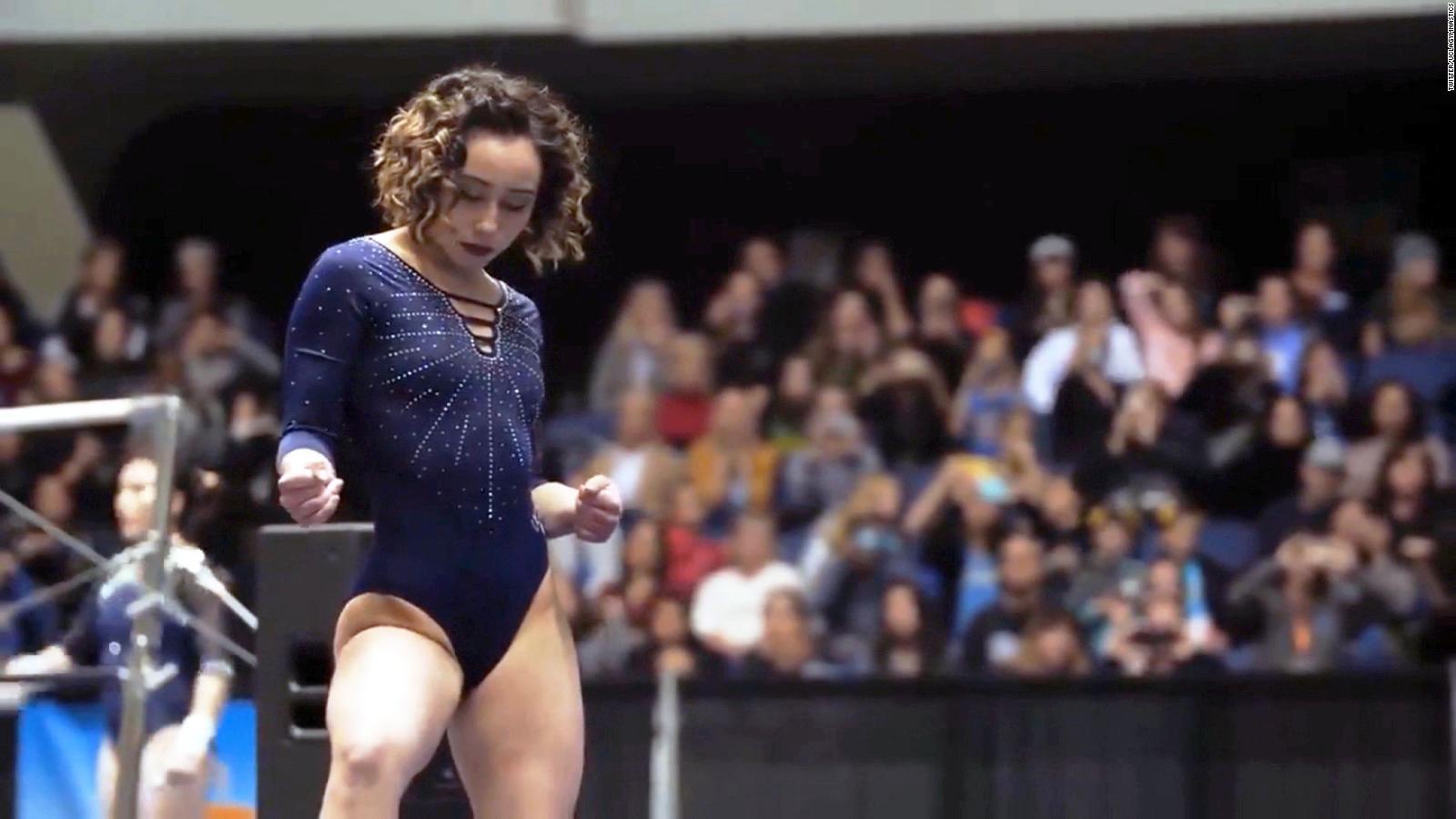 Katelyn Ohashi, UCLA gymnast, performs her final collegiate routine