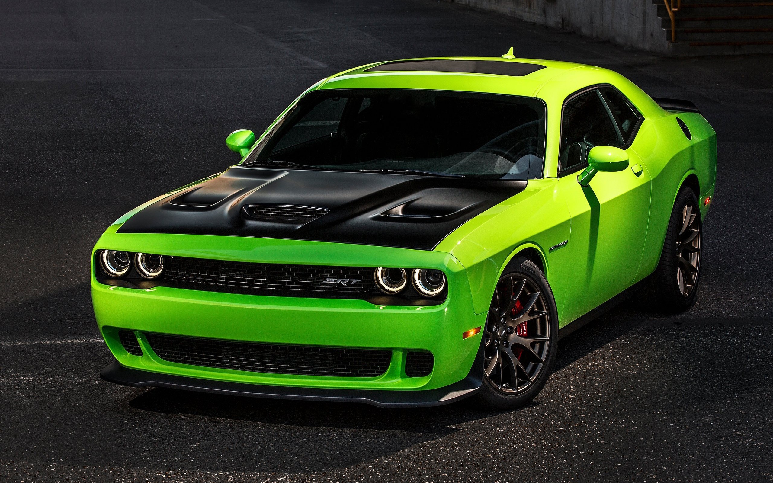 car vehicle green cars dodge challenger hellcat dodge