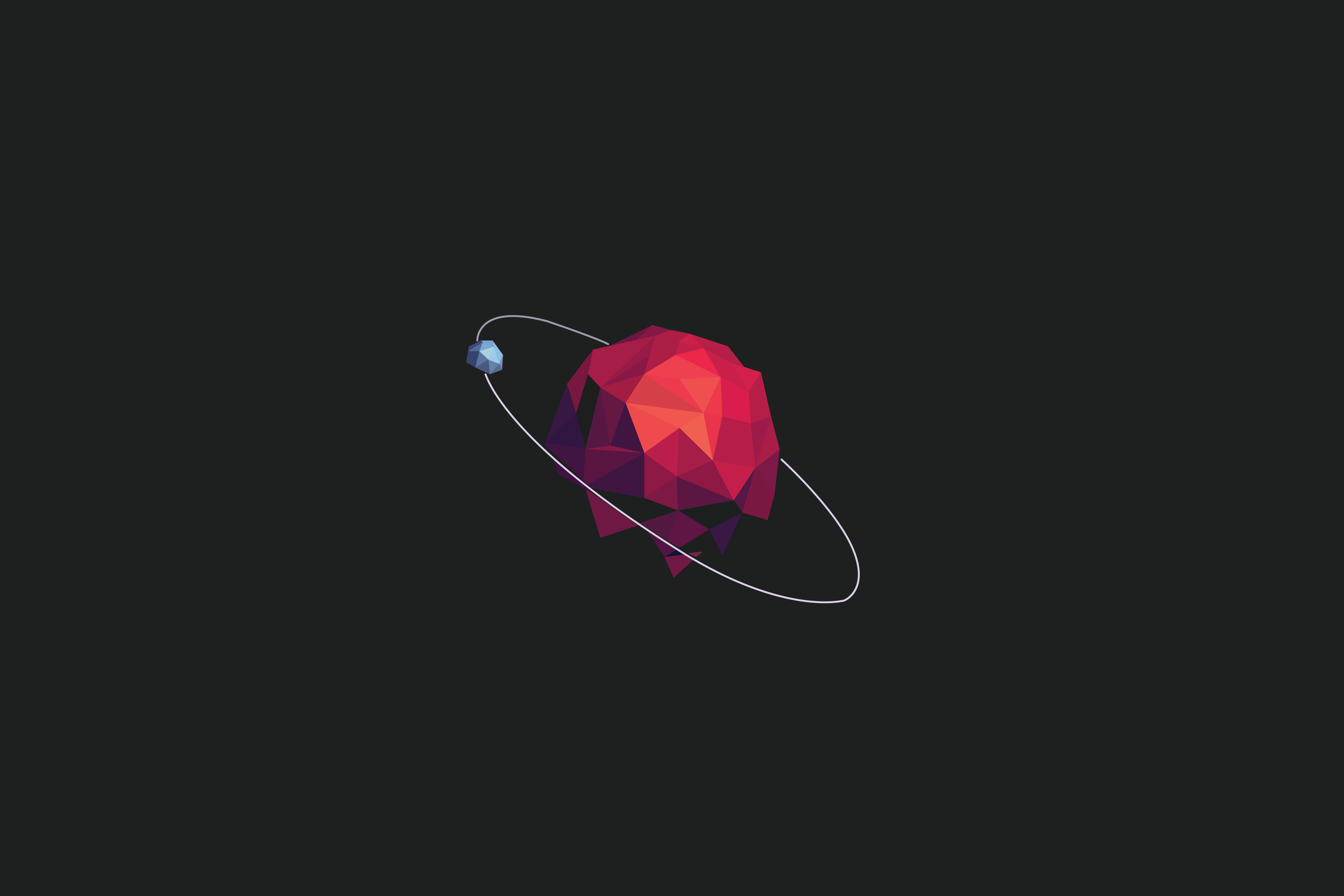 Vectorized Low Poly Planet And Her Moon (2736x1824)