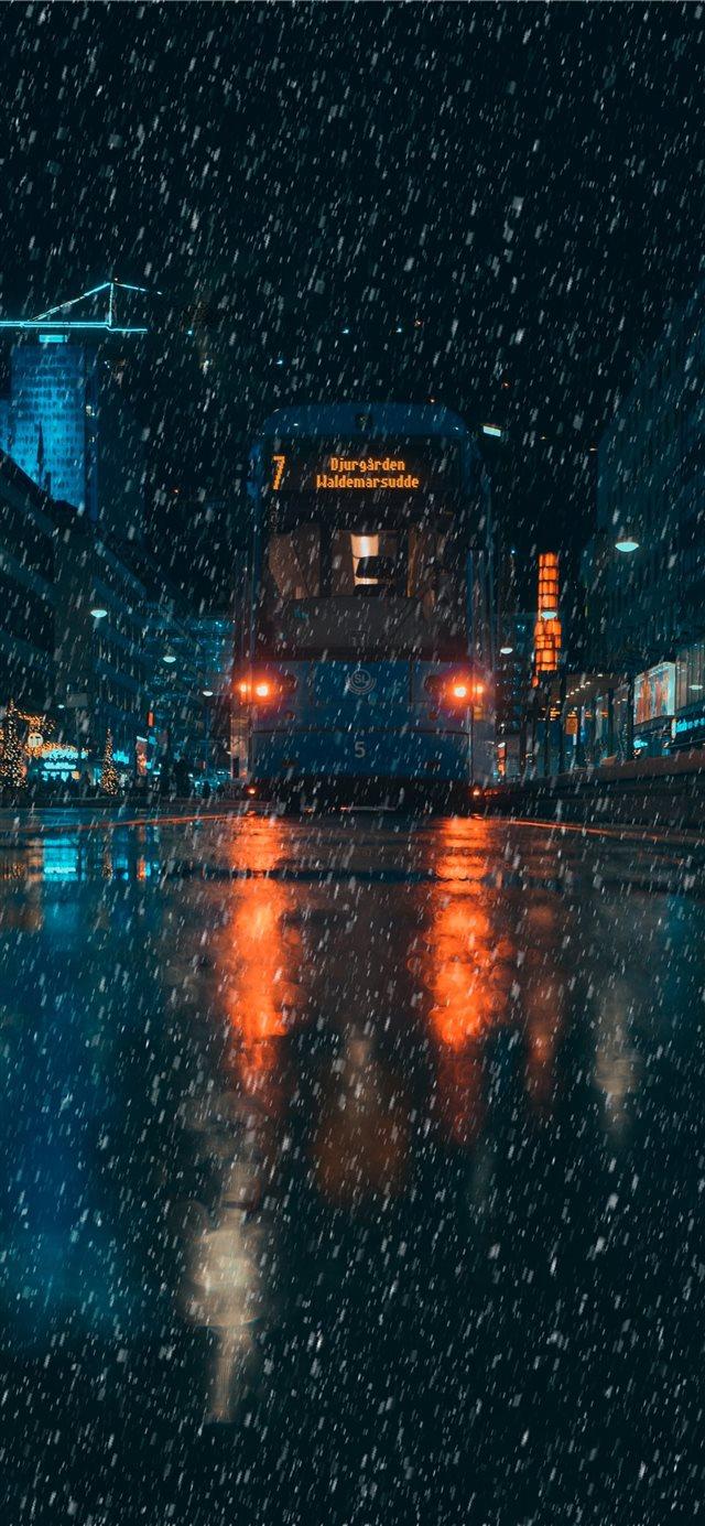 low angle photography of bus on road iPhone X Wallpaper Download