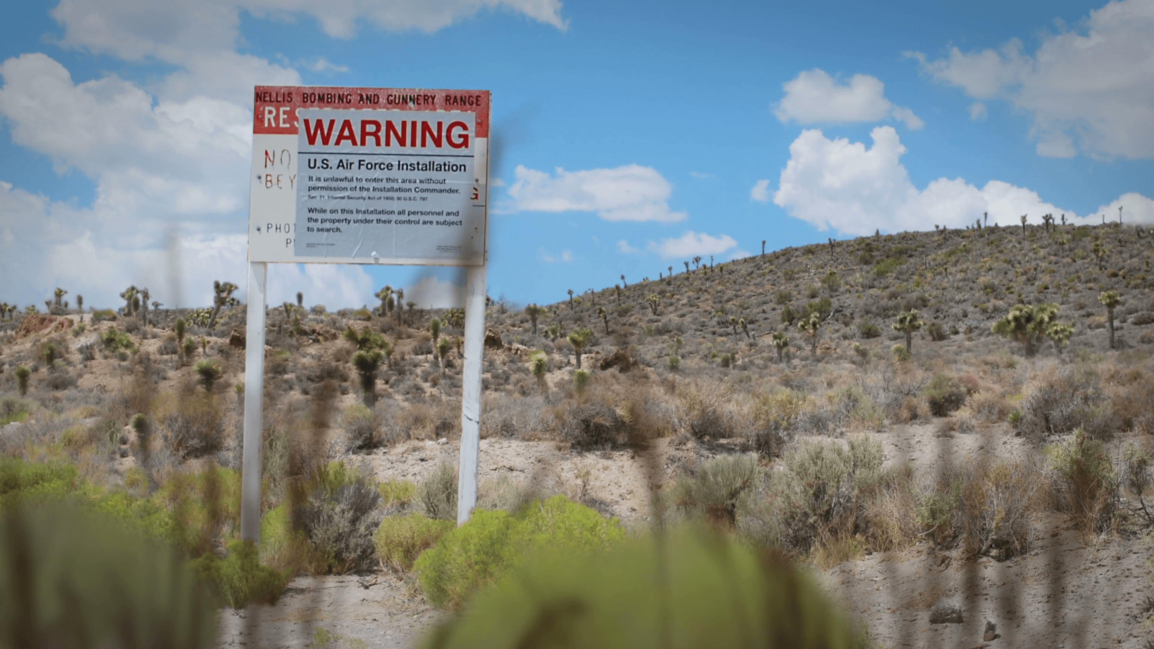 4k Jib shot of Area 51 sign (Groom Lake) Stock Video Footage