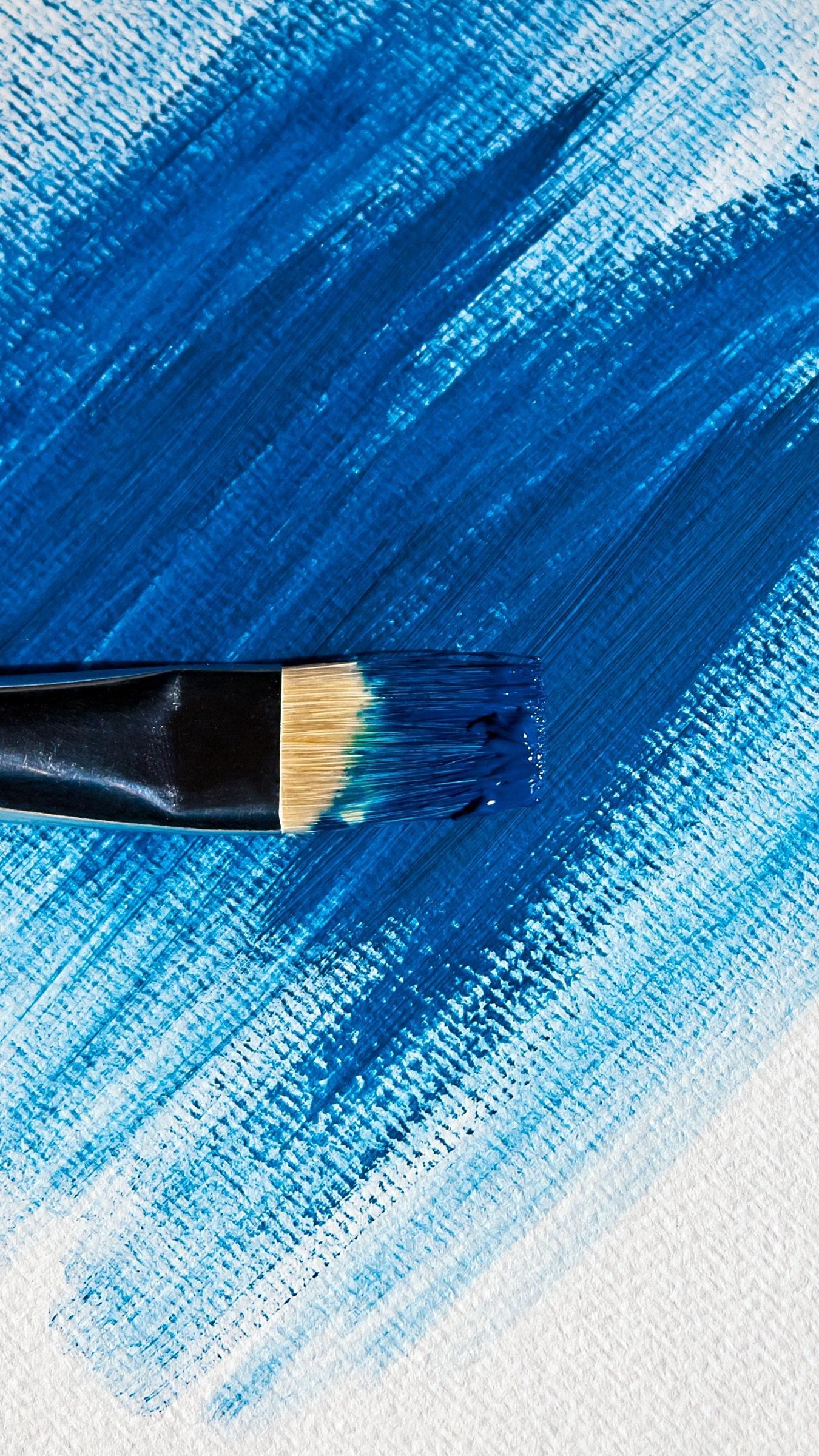 Download wallpaper 1350x2400 brush, paint, blue, paper iphone 8+