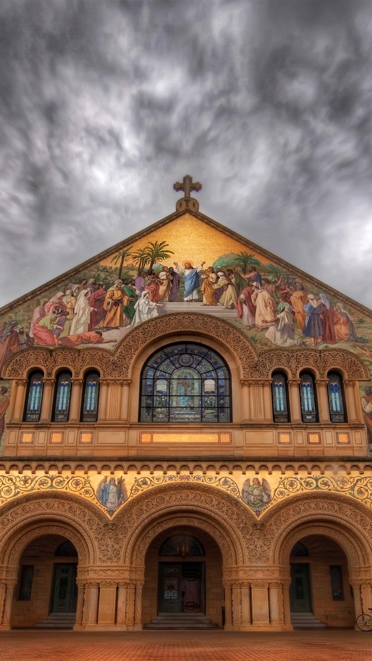 Stanford Church, Painting, Mural, Street, Clouds 750x1334 IPhone 8 7