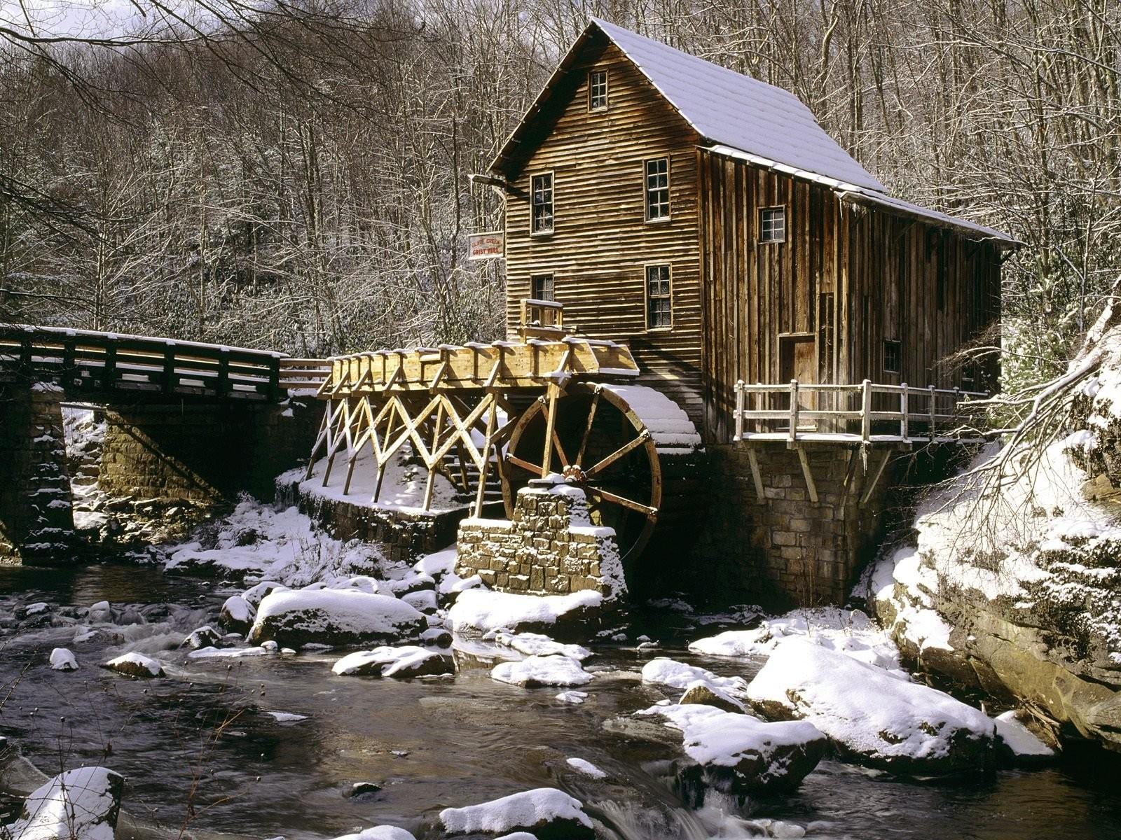 Glade, Creek, Grist, Mill, Winter, Babcock, State, Park