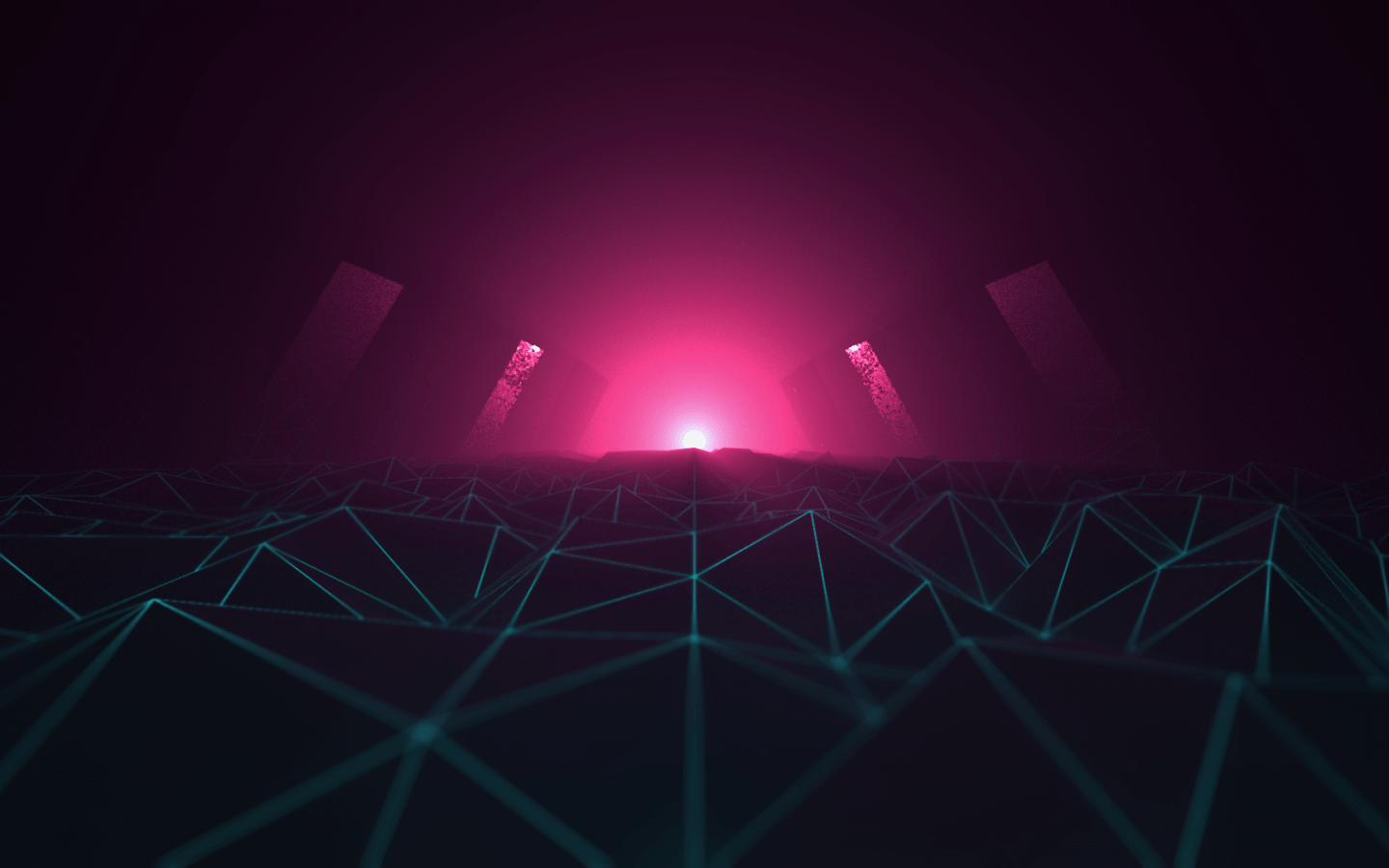 Download 1440x900 Synthwave, Retro Wave, Neon Light, Path Wallpaper