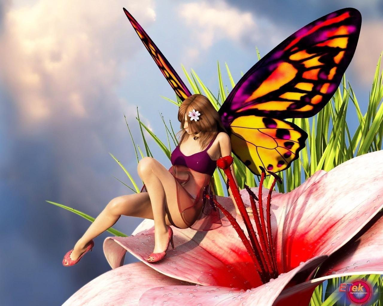Butterfly Girl Babes Wallpaper