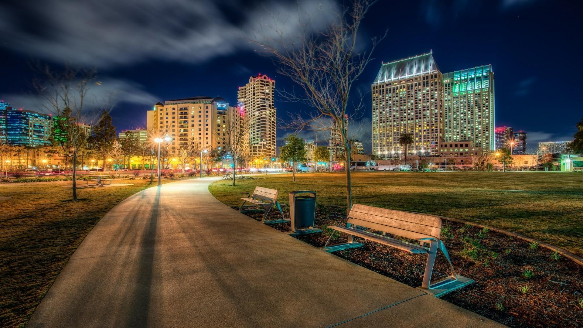 Other, Wonderful, City, Park, Night, HDr, Lights, Path, Stretched