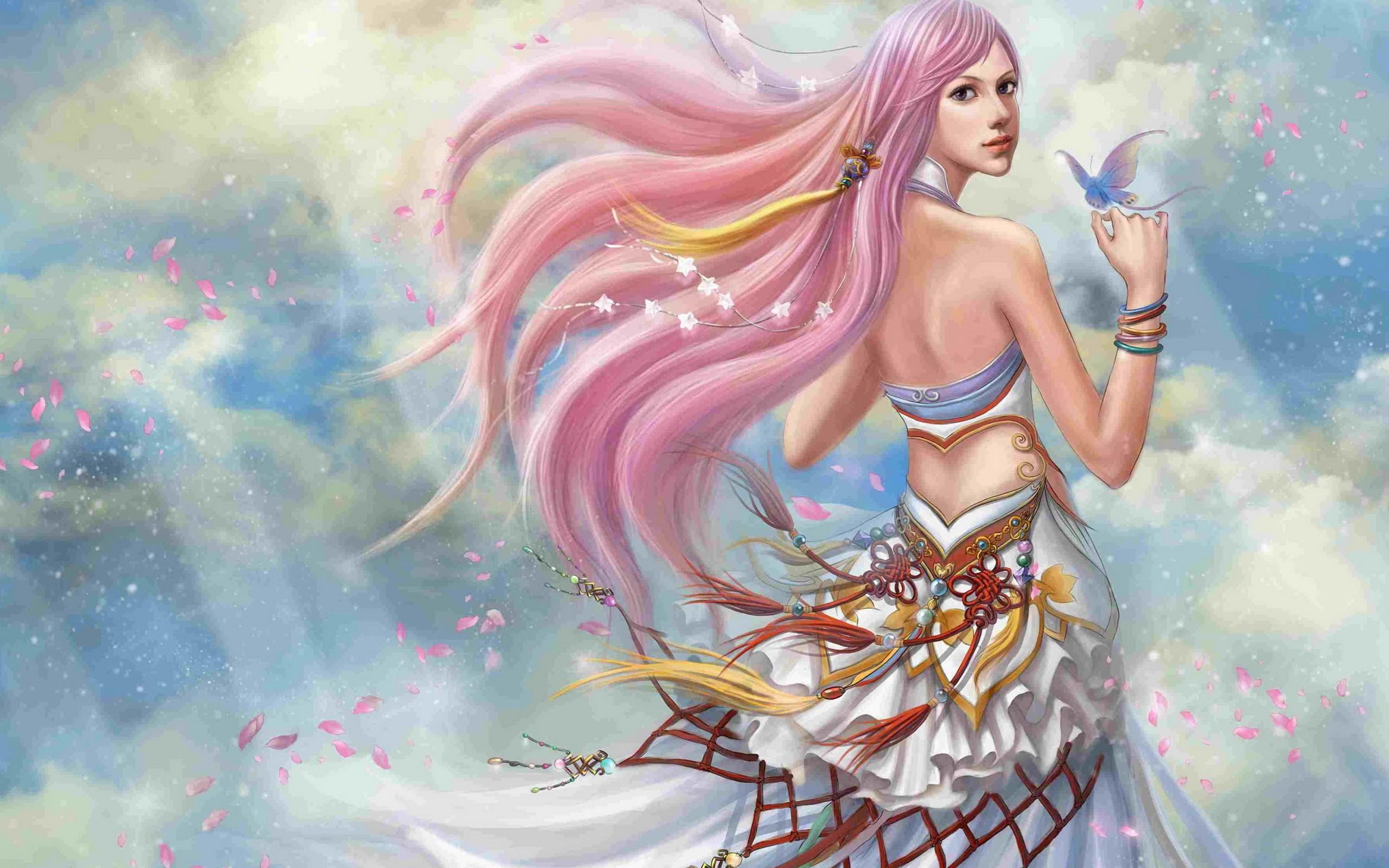 Fantasy Girl With Butterfly Widescreen Wallpaper. Wide Wallpaper.NET