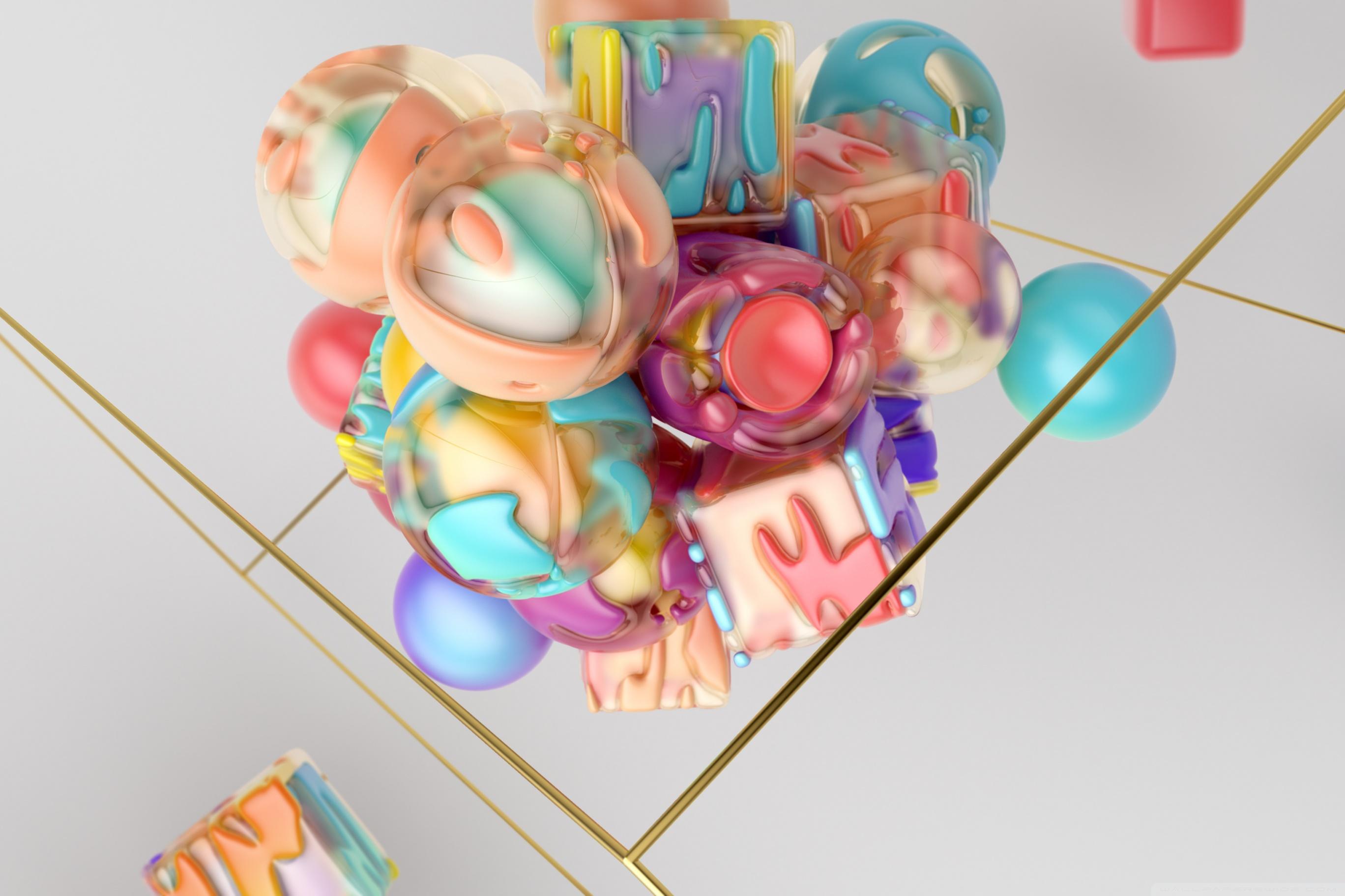 Colorful 3D Shapes Abstract Art ❤ 4K HD Desktop Wallpaper