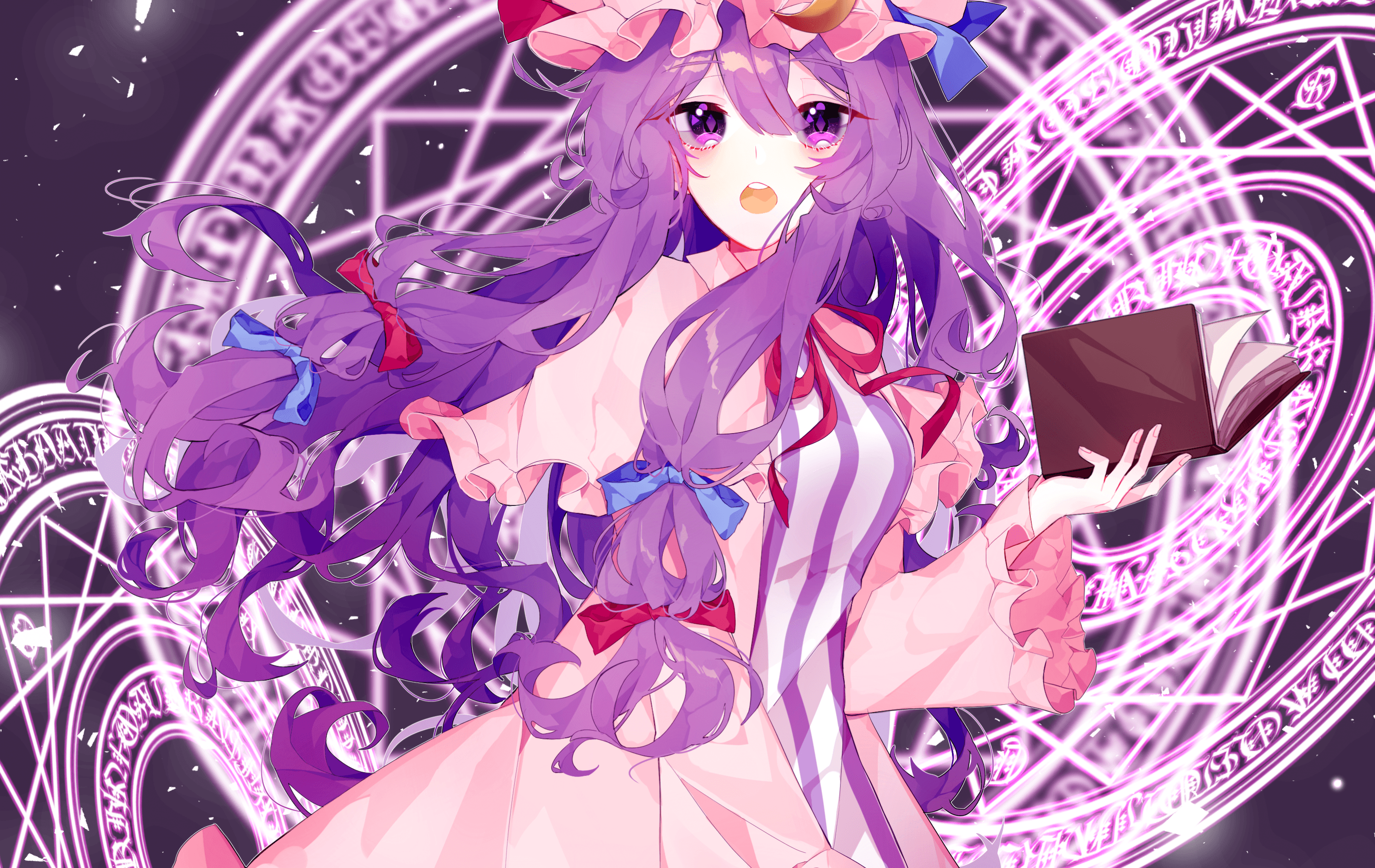 Download 2997x1892 Patchouli Knowledge, Touhou, Purple Hair, Book