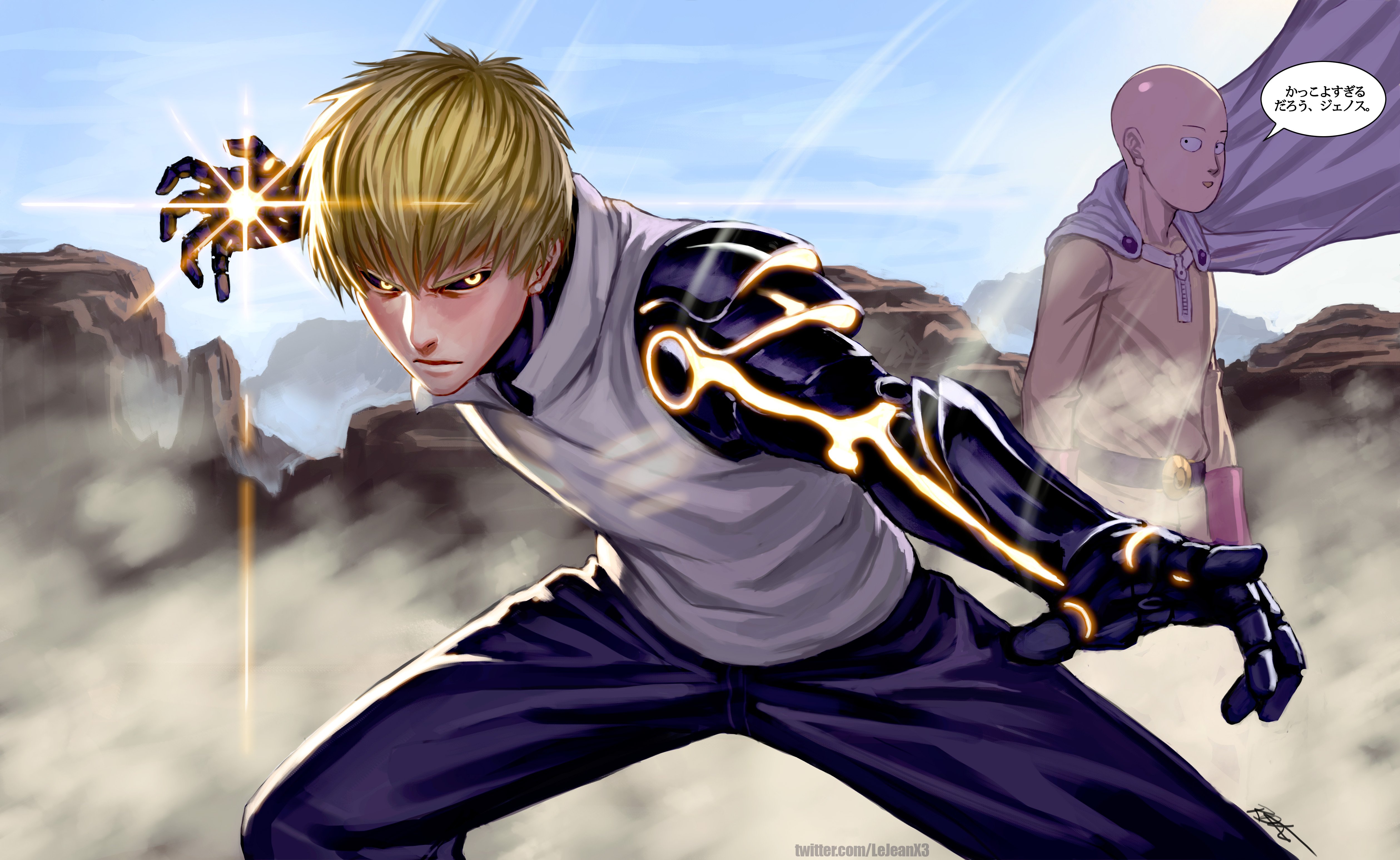 Genos and Saitama 4k Ultra HD Wallpaper. Background Image