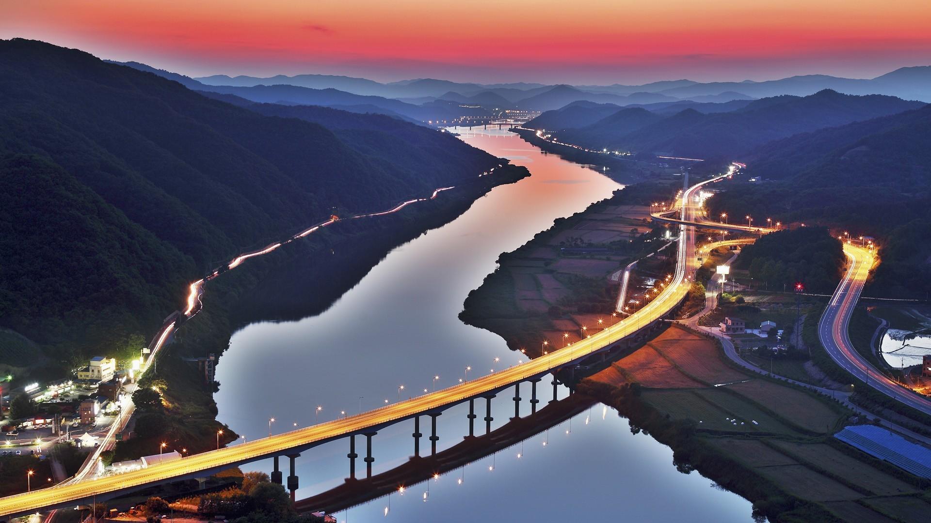 South Korea River Bridge, HD Nature, 4k Wallpaper, Image