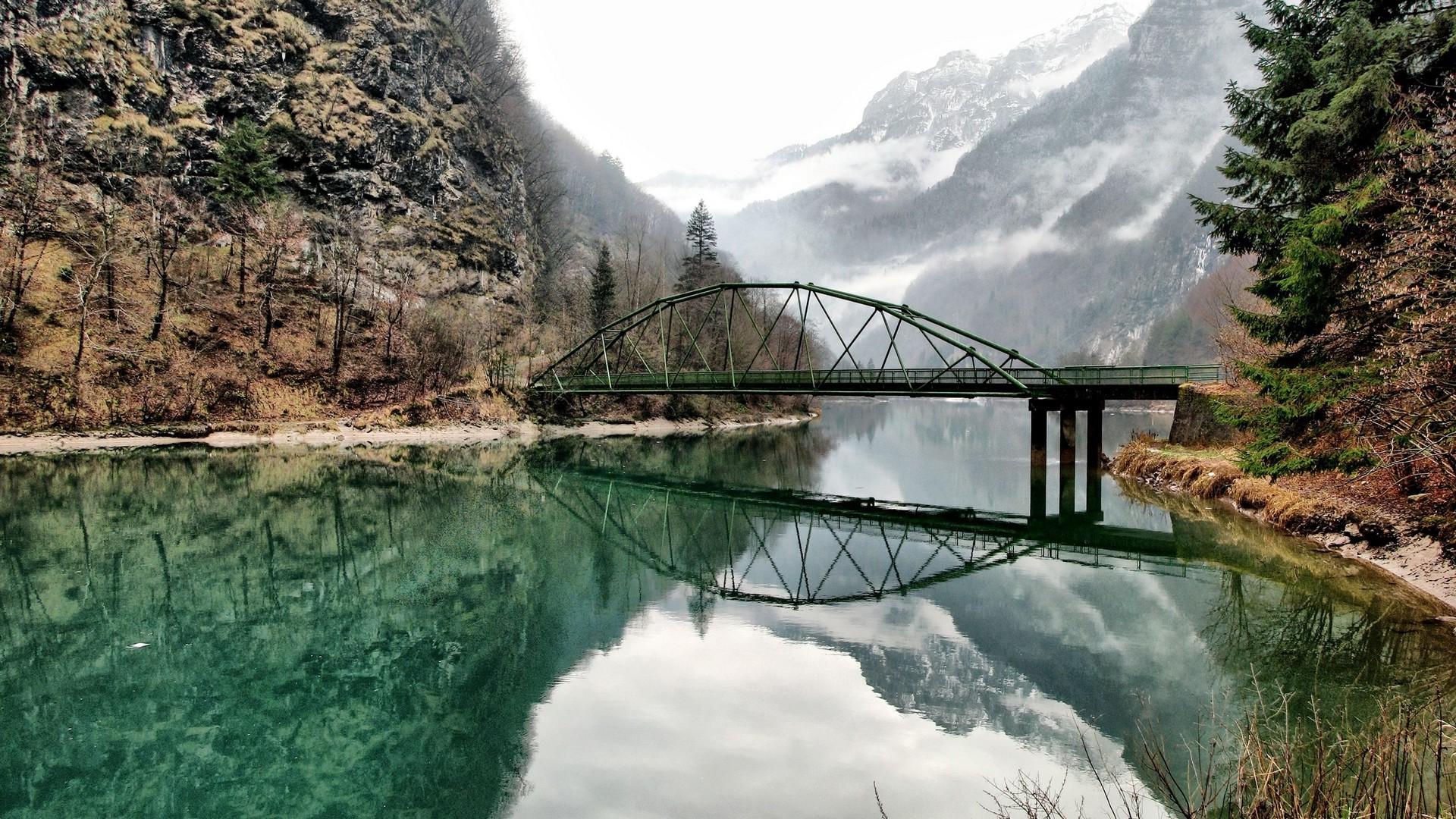 nature, Landscape, Bridge, River, Mountain Wallpaper HD / Desktop