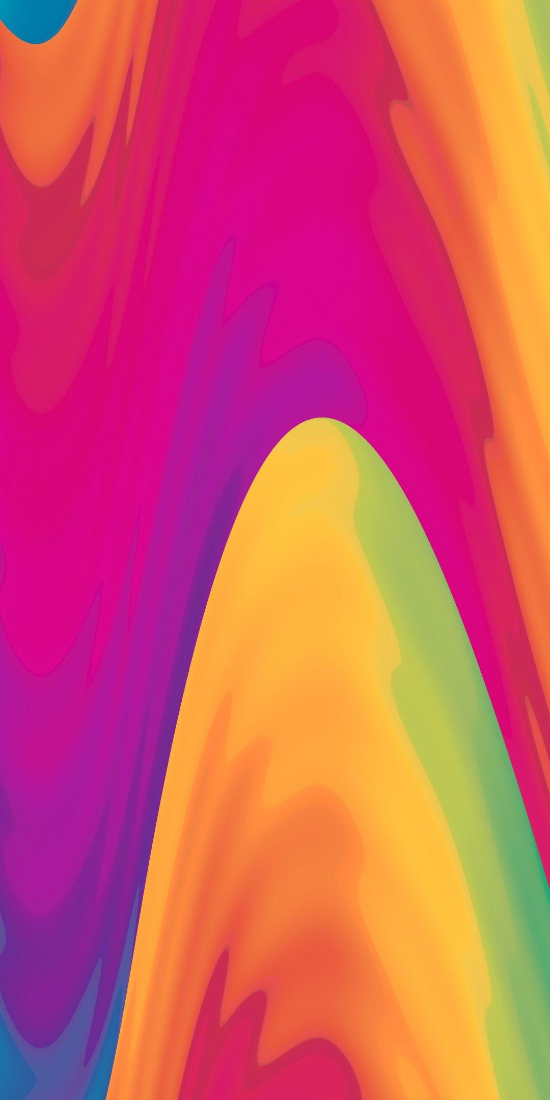 Colorful, fluid waves, abstract, art, 1080x2160 wallpaper