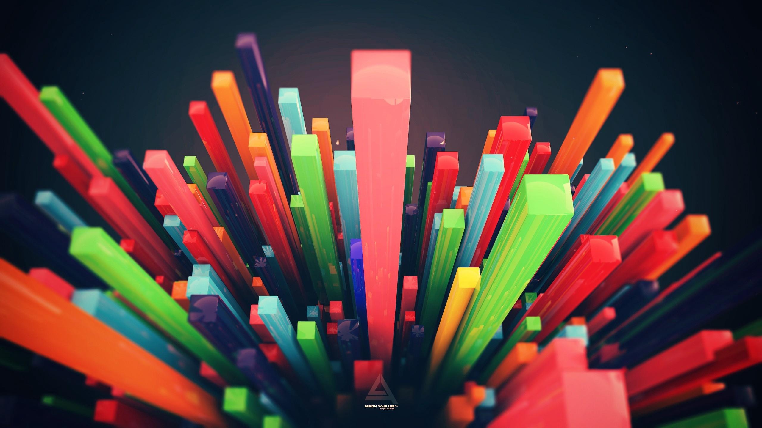 Download wallpaper 2560x1440 shapes, colorful, diving, shape HD