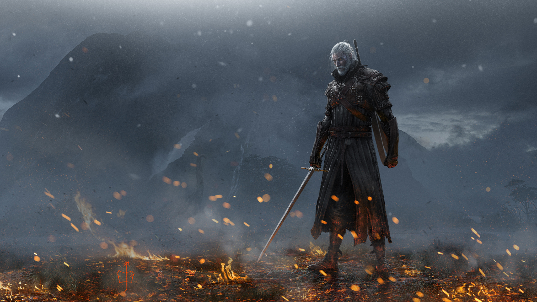 Henry Cavill Geralt Of Rivia Art 2048x1152 Resolution HD