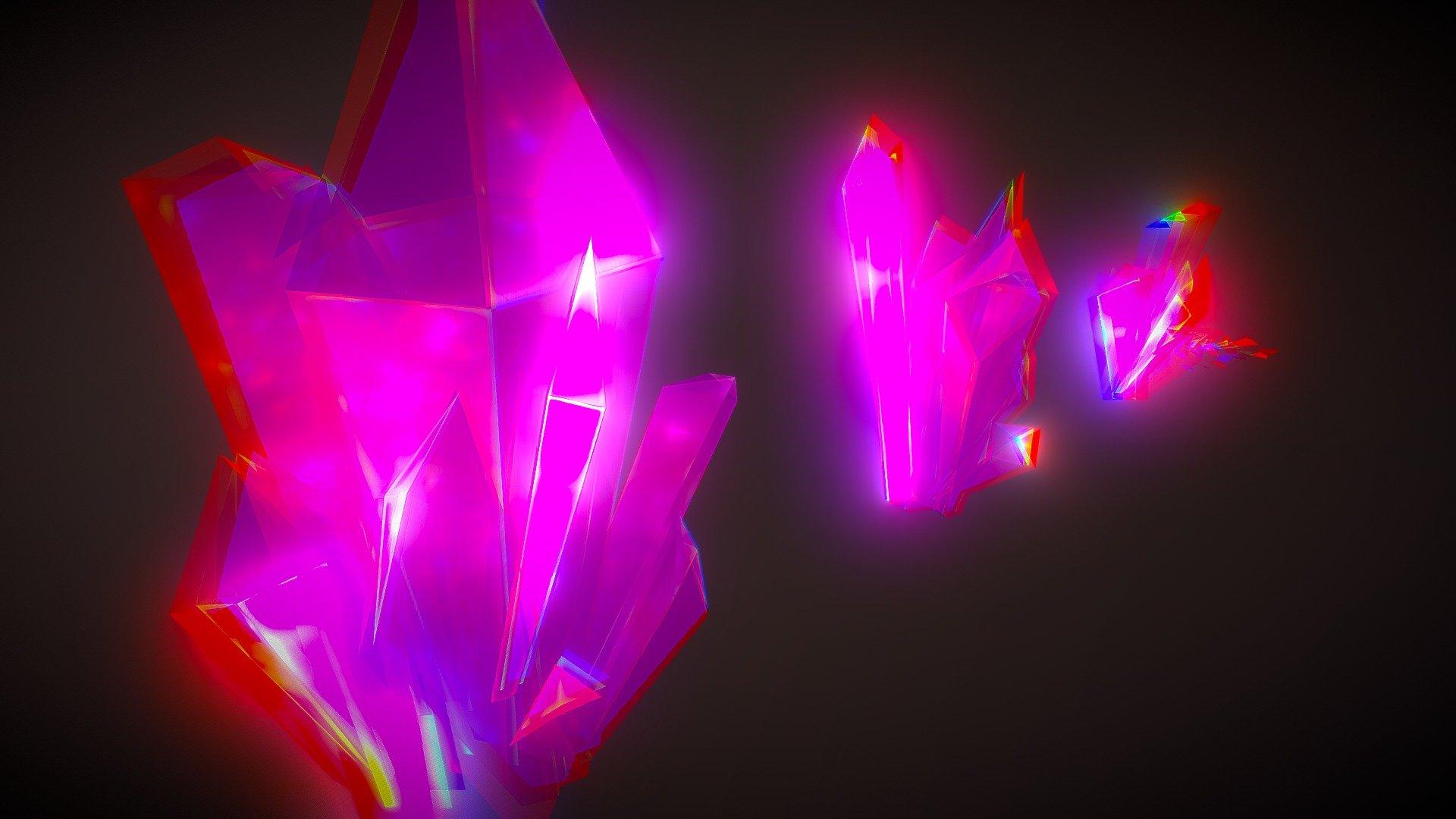 Neon Retro Futuristic Crystals. Low Poly Model By Yarenyao
