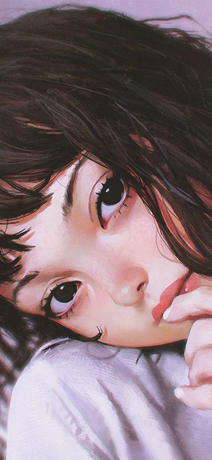 iPhone X Wallpaper, ilya face anime girl art via iPhoneXpapers