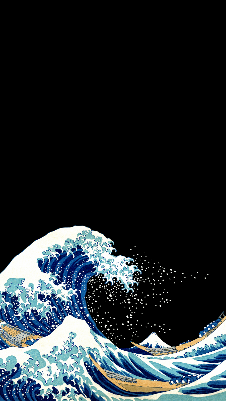 AMOLED Great Wave off Kanagawa. Waves wallpaper