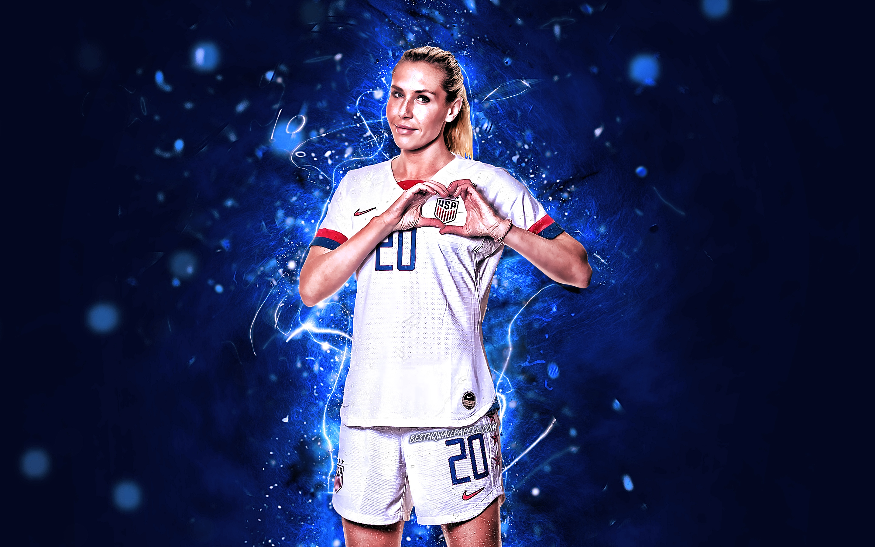 Download wallpaper Allie Long, white uniform, abstract art, USA