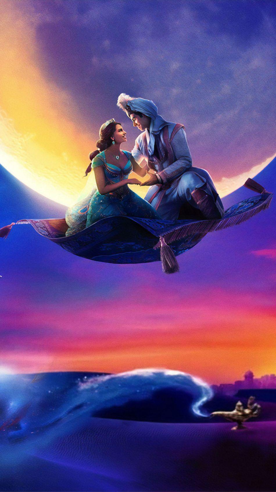 Naomi Scott & Mena Massoud In Aladdin 2019. Movie Wallpaper