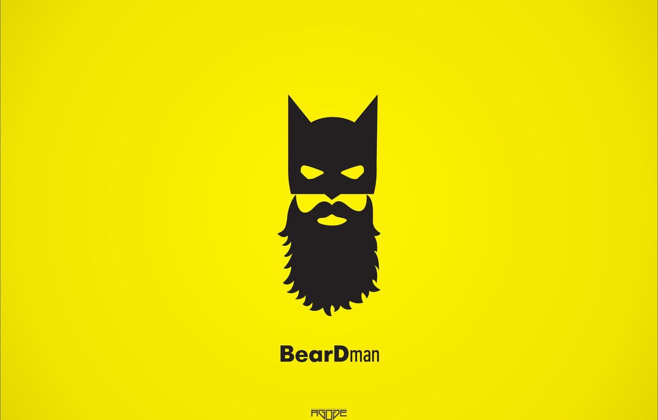 Wallpaper batman, minimalism, yellow background, beardman, Maiman
