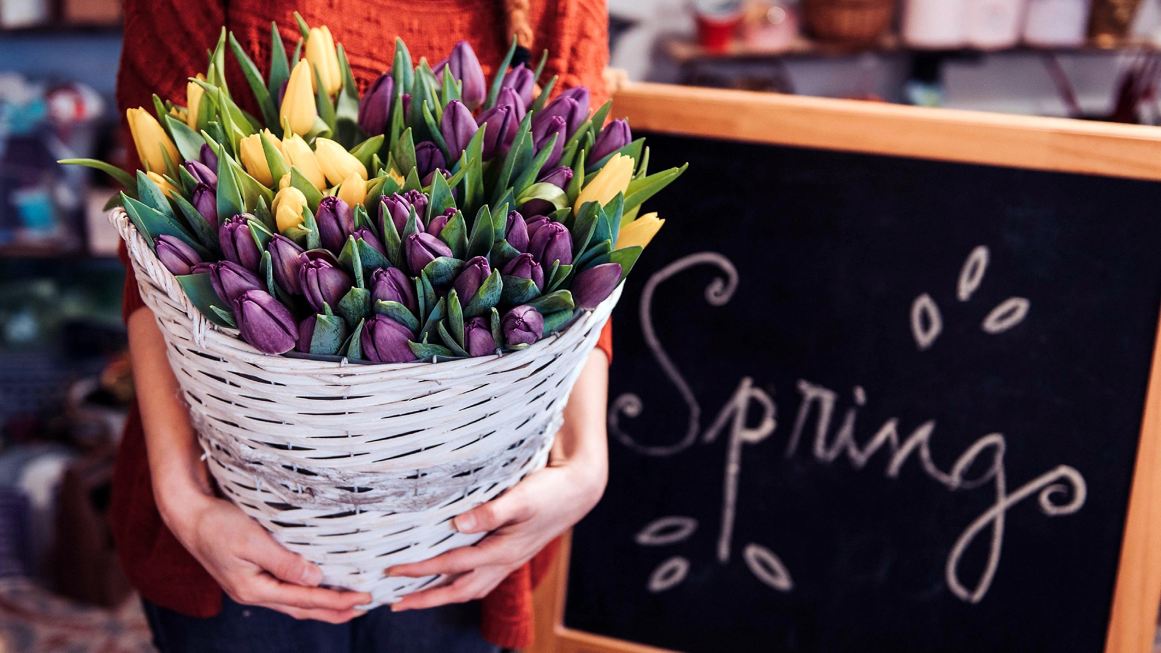 Spring Flower Basket 4K UltraHD Wallpaper Ultra HD