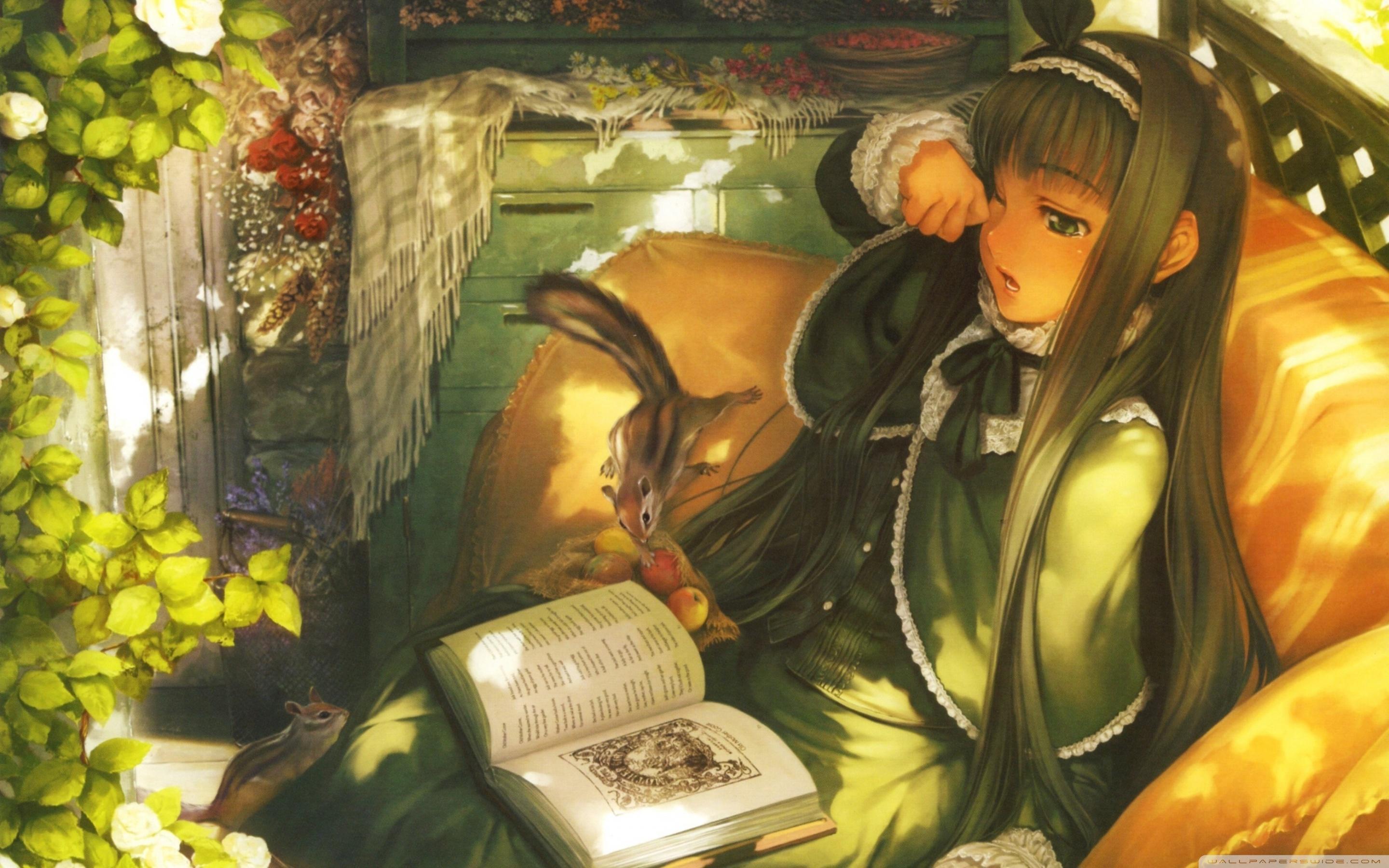 Anime Girl Reading Books Wallpapers - Wallpaper Cave