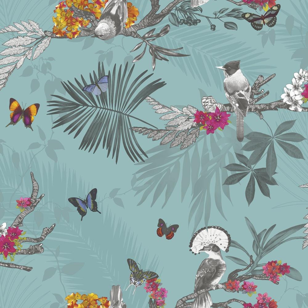 Arthouse Mystical Forest Floral Leaf Pattern Bird Butterfly Motif