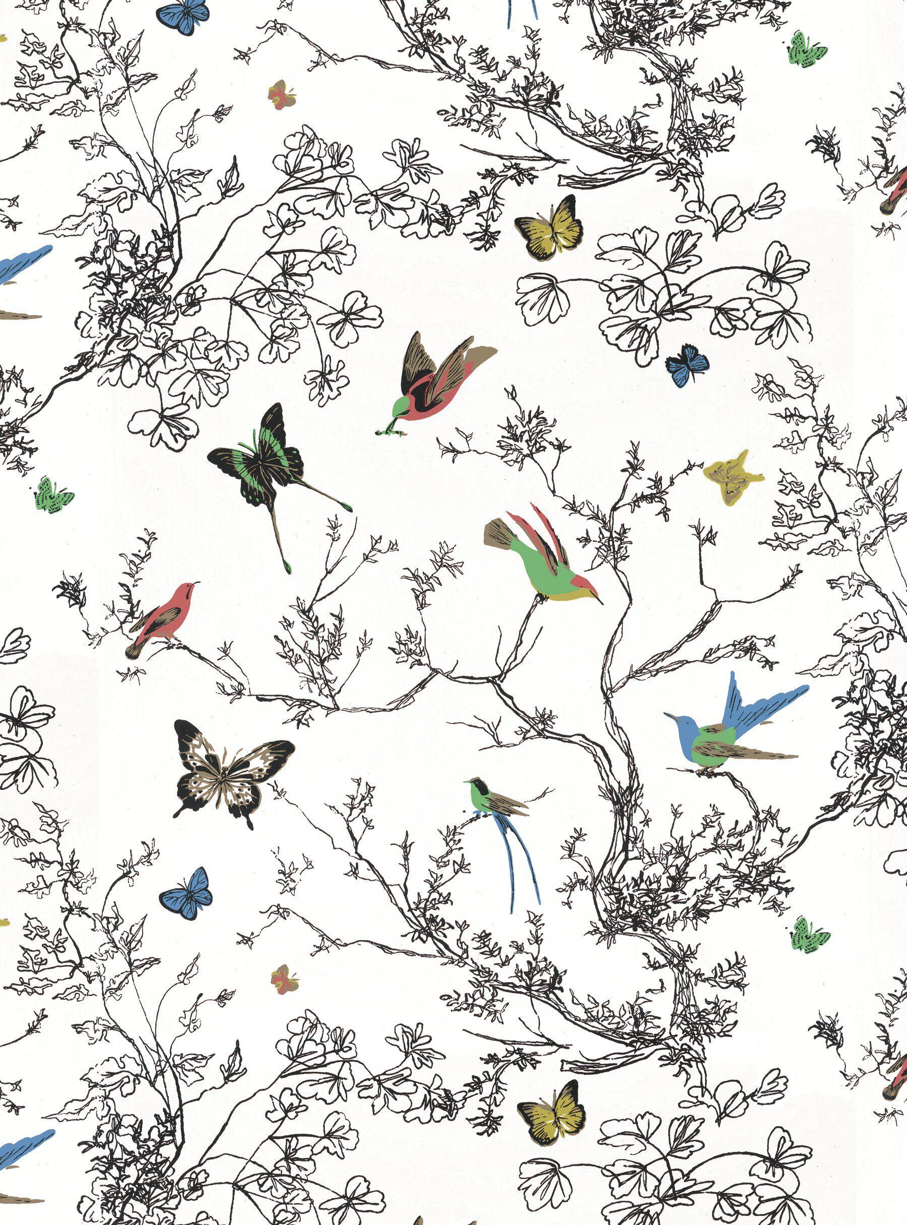 Schumacher Exuberant Prints Birds & Butterflies 15' L x 27 W