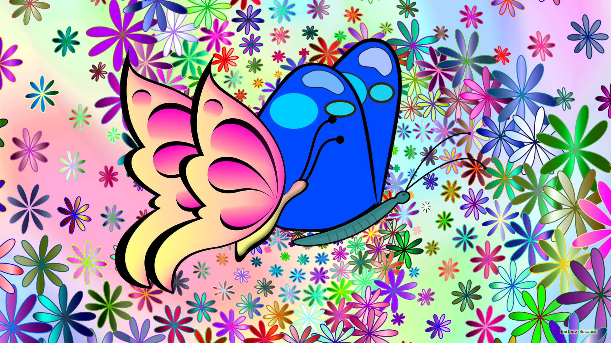 Flowers and butterflies in spring HD Wallpaper