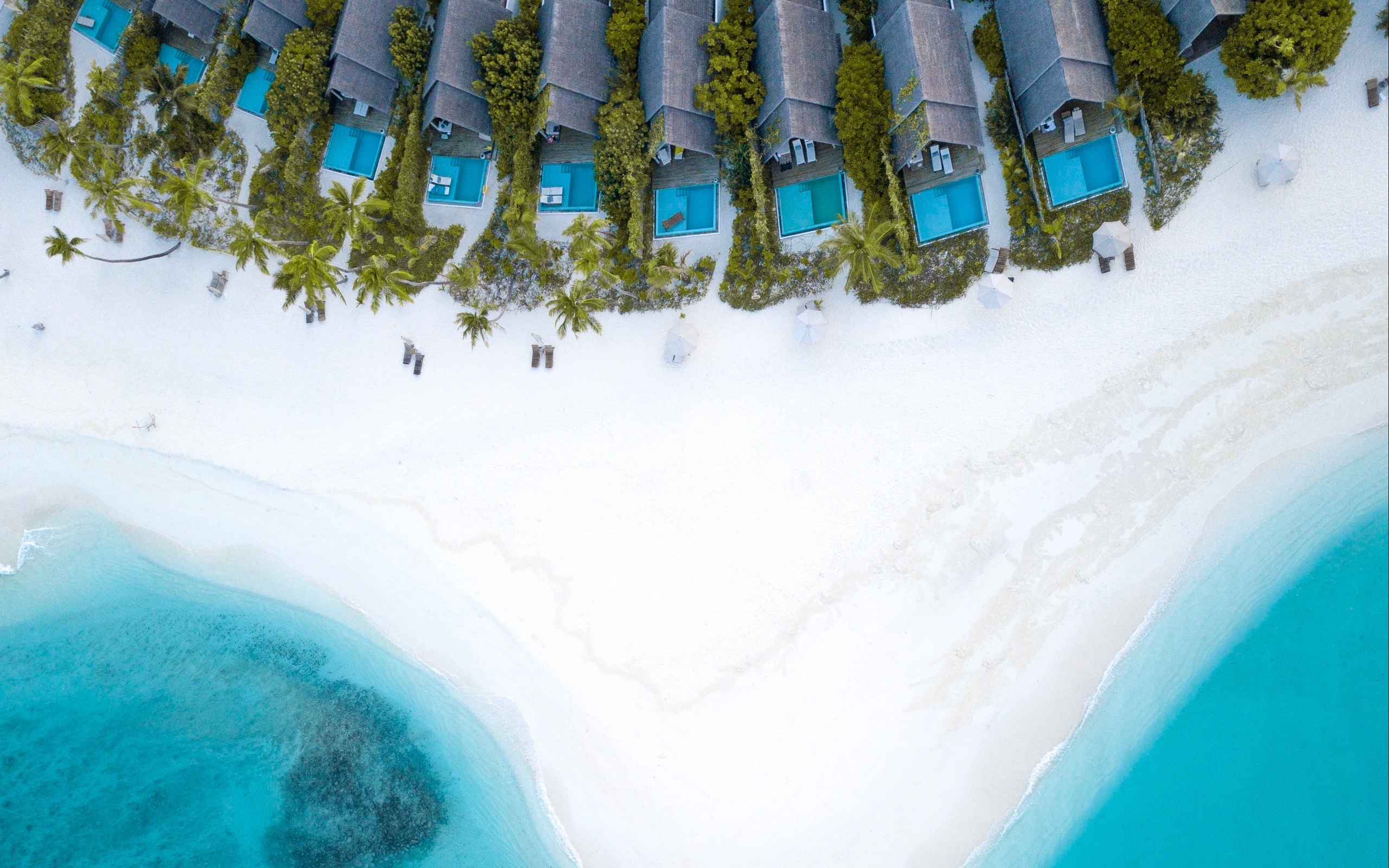 Download wallpaper 2560x1600 ocean, aerial view, coast, maldives