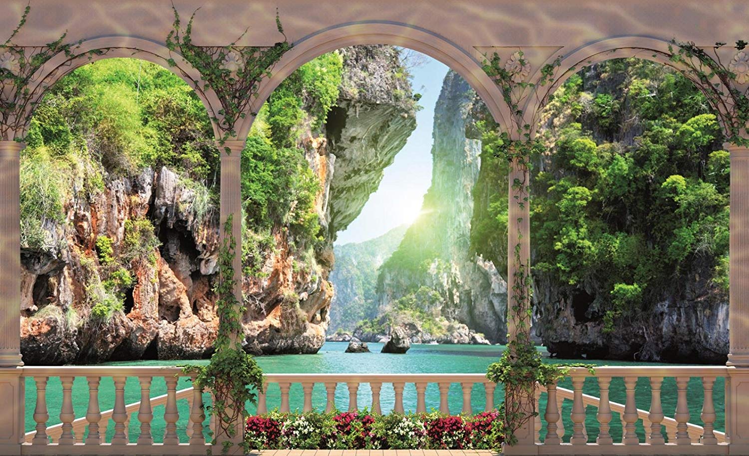 Arches Paradise Beach View Wallpaper Mural