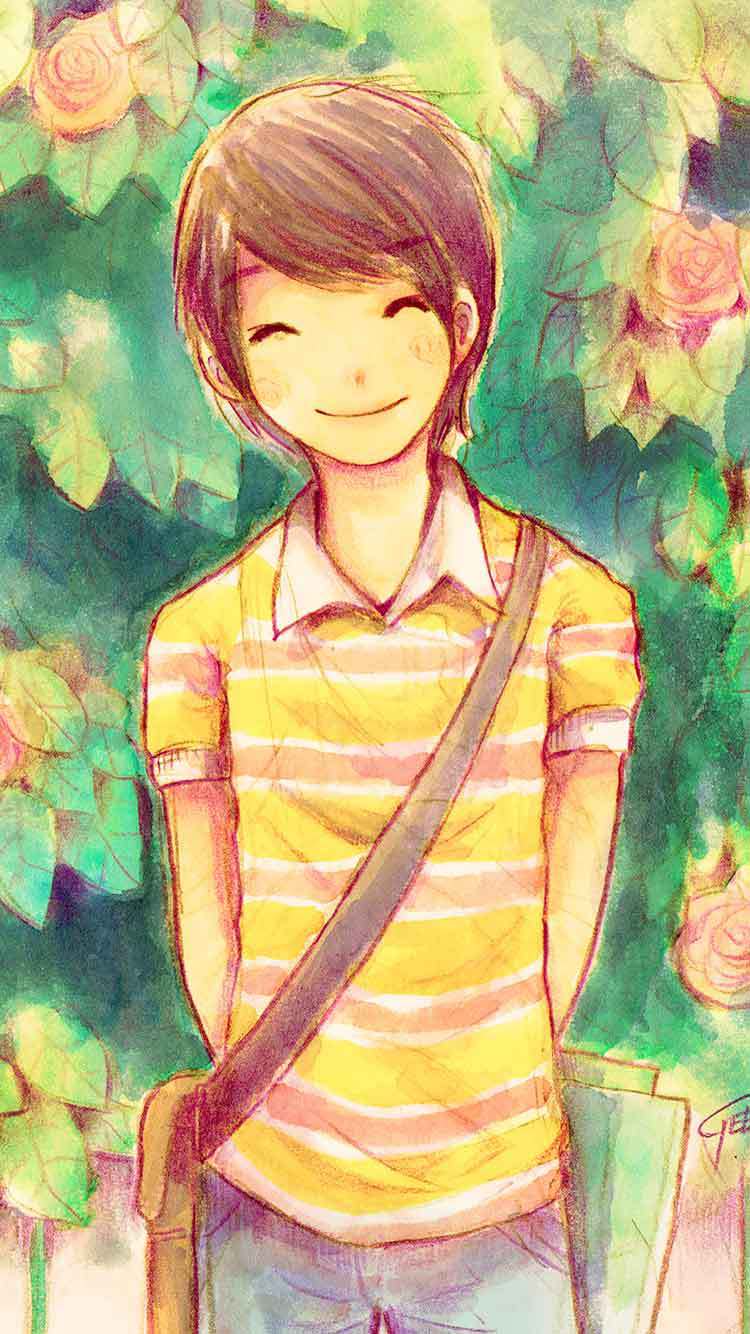 Watercolor Anime Boy Wallpaper