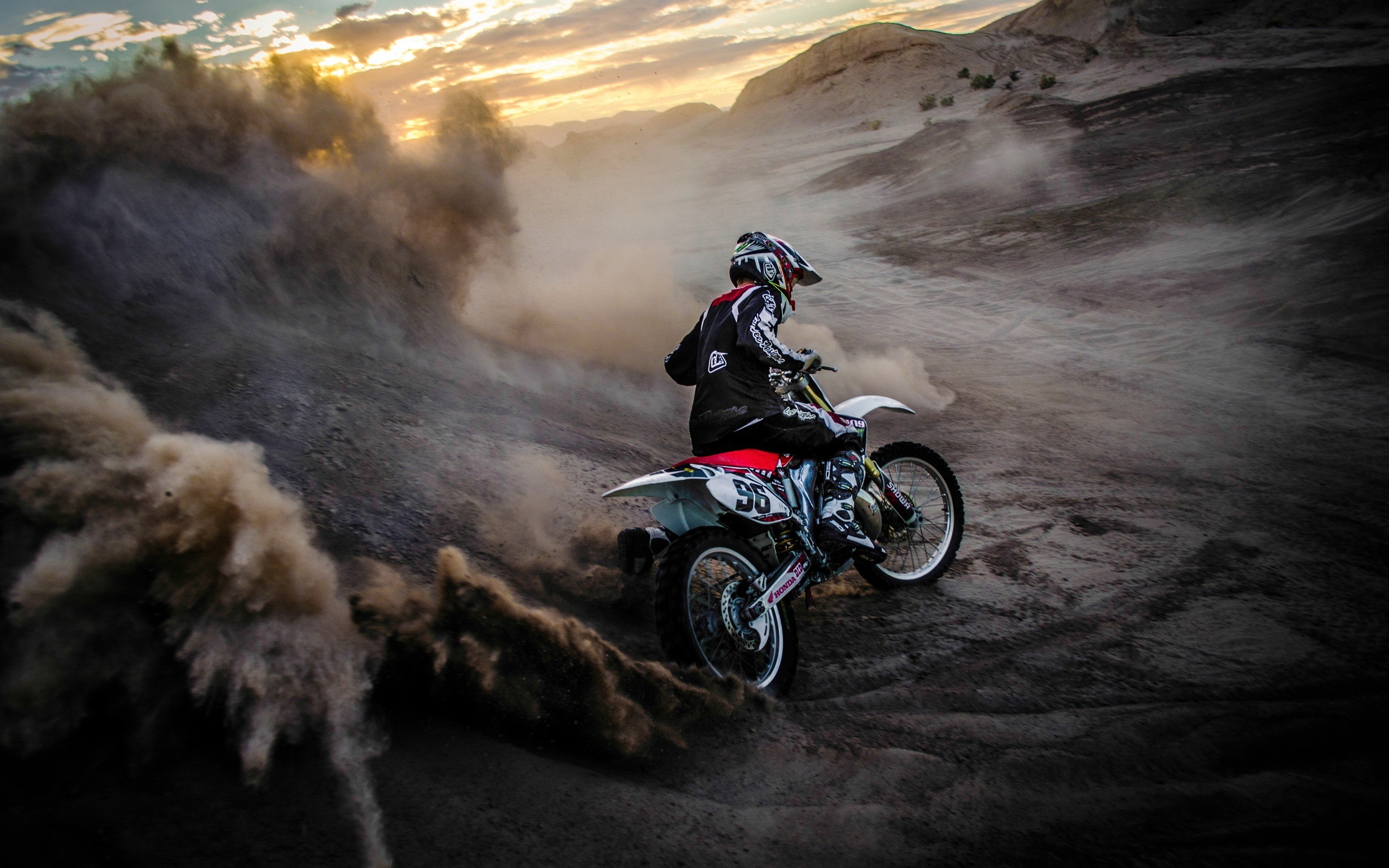 Wallpaper Motorcycle race, sports, dust 2560x1600 HD Picture, Image