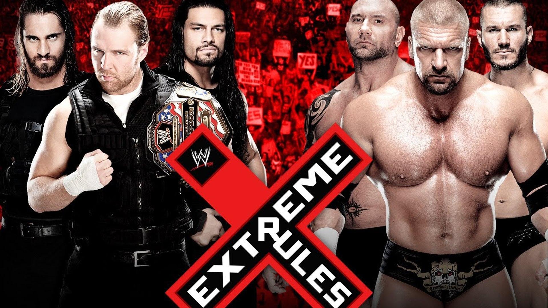WWE Extreme Rules 2014 The Shield Vs Evolution 6 Man Tag Team Match