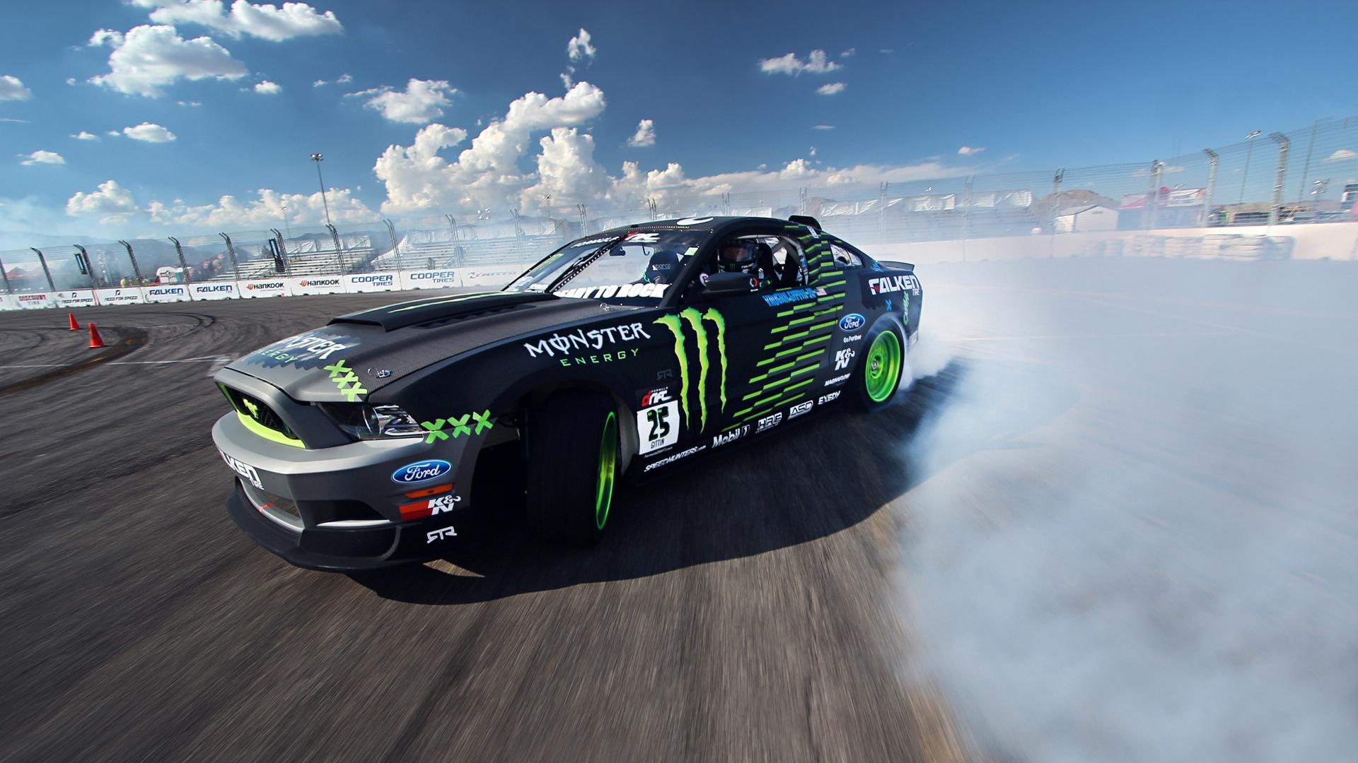 Download wallpaper 1920x1080 competition, drift, sports car, mustang