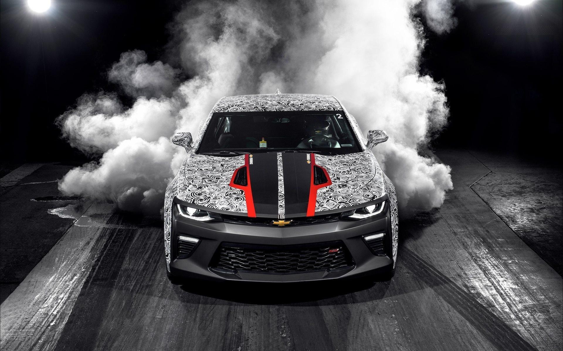 Download wallpaper Chevrolet Camaro SS, smoke, 2017 cars, drift