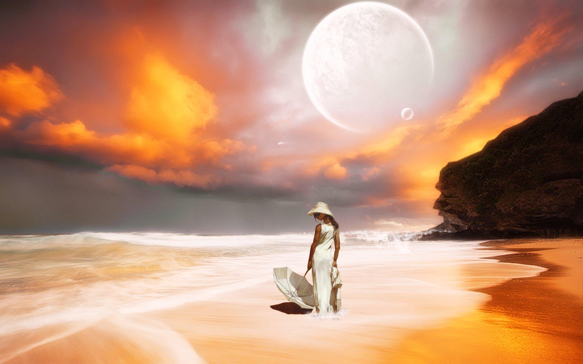 Walking on Fantasy Beach HD Wallpaper. Background Imagex1200
