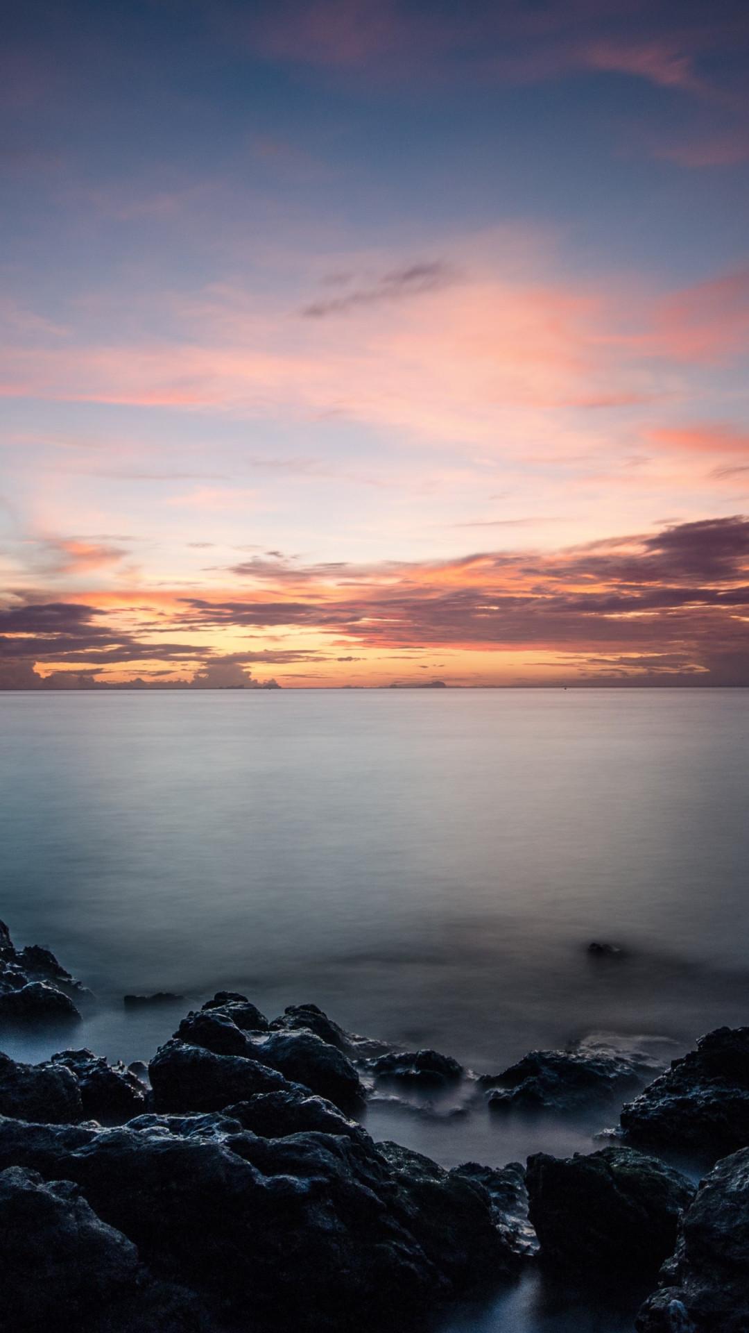 Download wallpaper: Sunset, rocks, clouds, view from Thailand 1080x1920