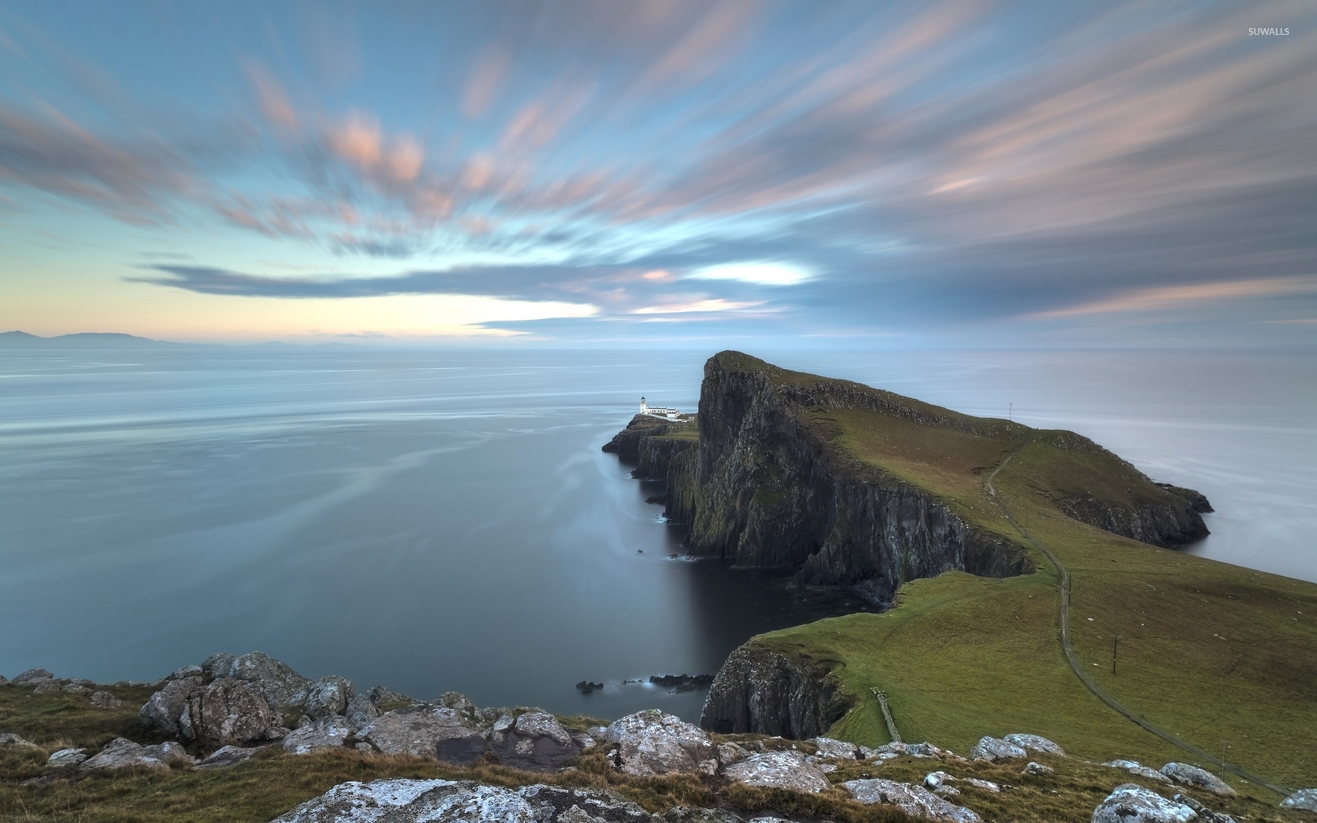 Lighthouse on the rocky coast wallpaper wallpaper