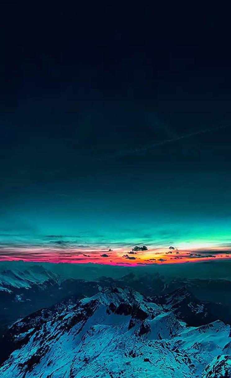 Sky On Fire Mountain Range Sunset iPhone 4s Wallpapers Download