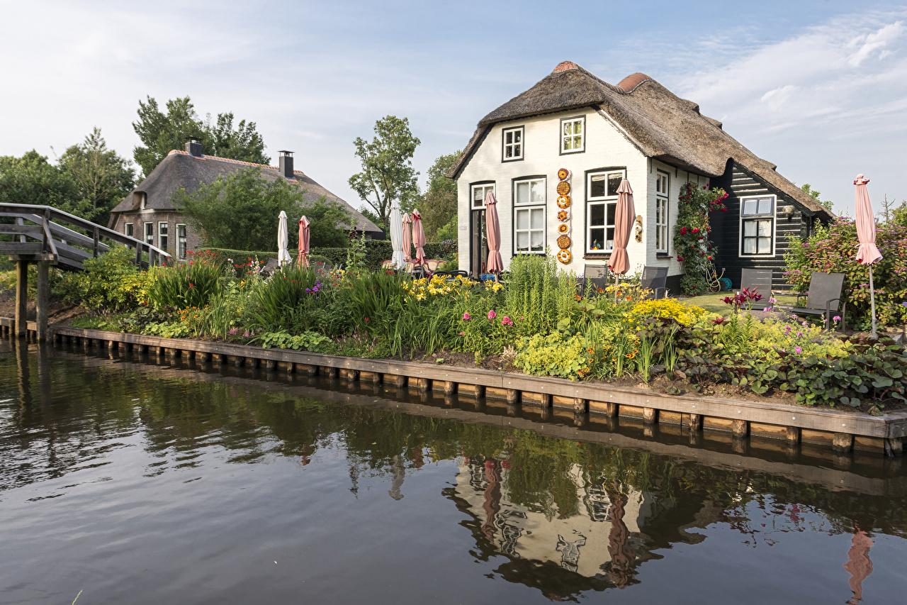 Wallpaper Netherlands Village Giethoorn Canal Cities Houses Design