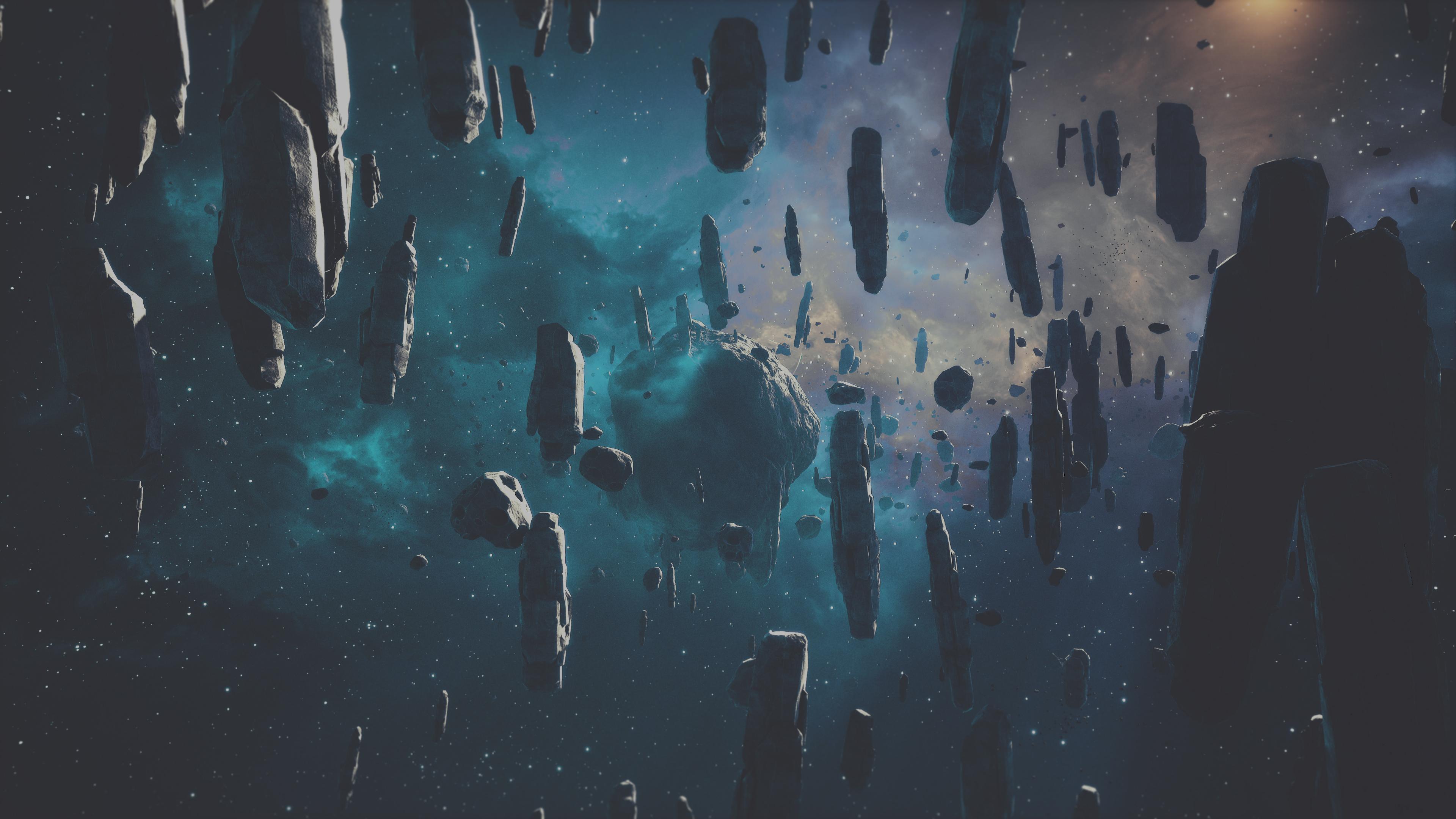 Falling Asteroid, HD Digital Universe, 4k Wallpaper, Image