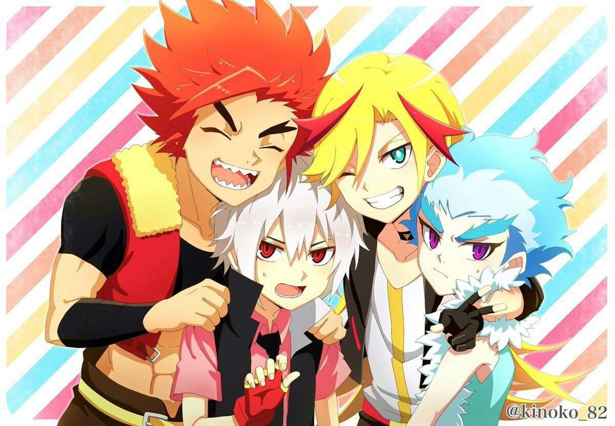 Shu, Lou, Xander and Zac together :3. Beyblade Burst! Amino