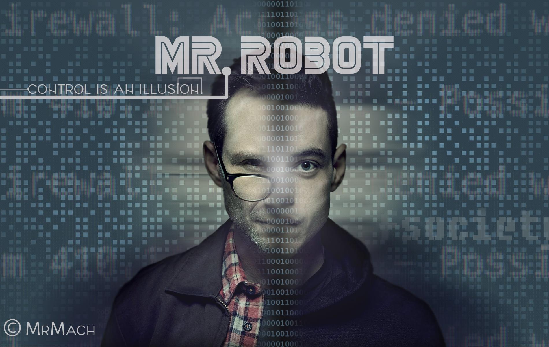Wallpaper Rami Malek, Mr Robot, Art, Face, Head, Background
