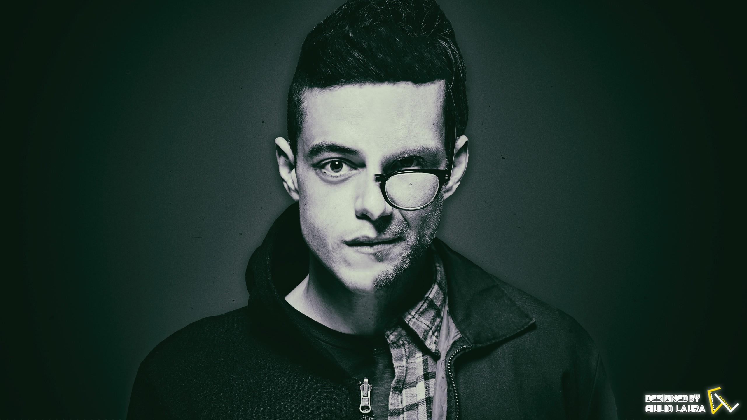 Wallpaper Rami Malek, Mr Robot, Art, Face, Head, Background