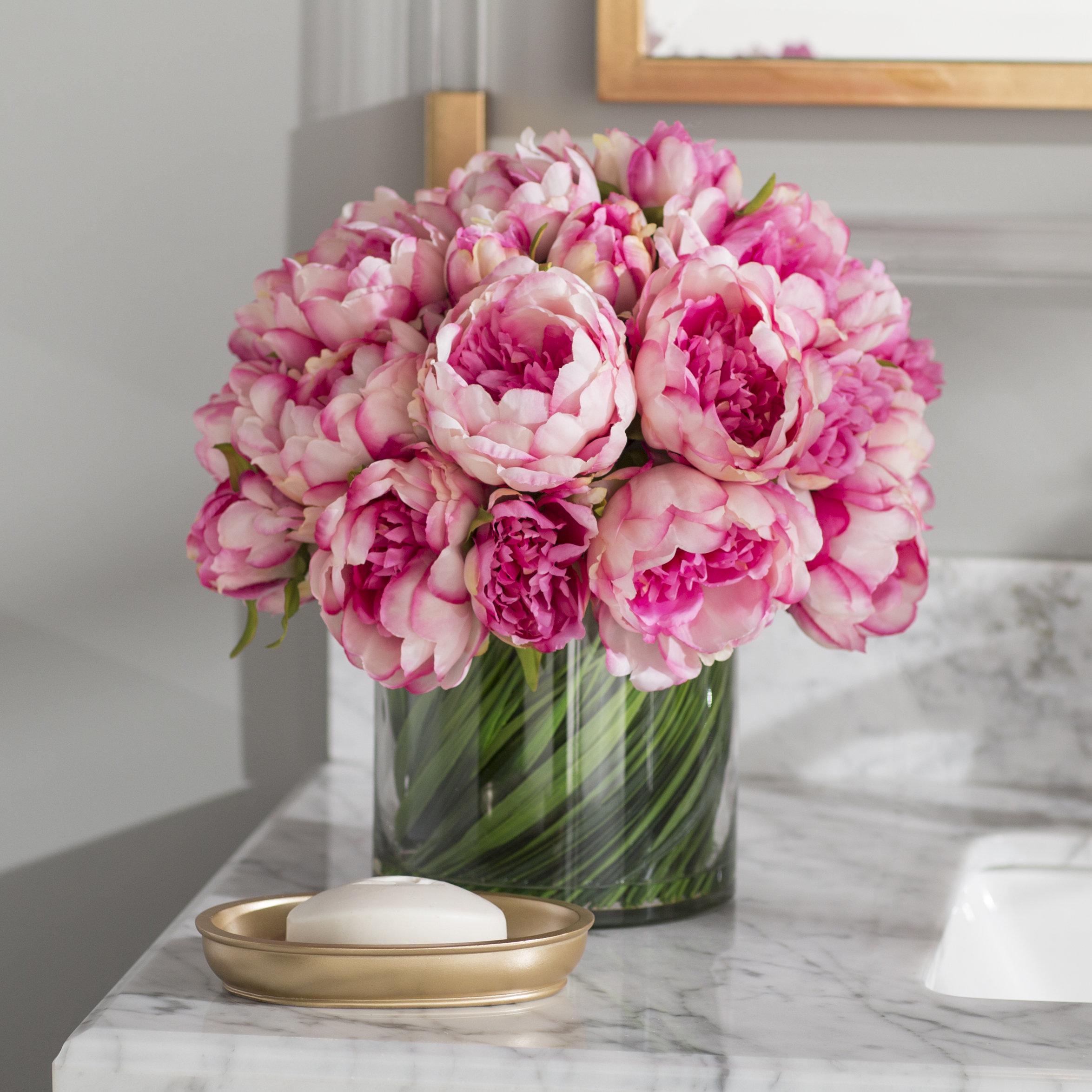 Willa Arlo Interiors Faux Magenta & Pink Peony Floral Arrangement